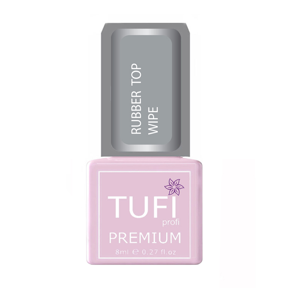 Каучуковий топ для гель-лаку Tufi Profi Premium Rubber Top Wipe з липким шаром, 8 мл