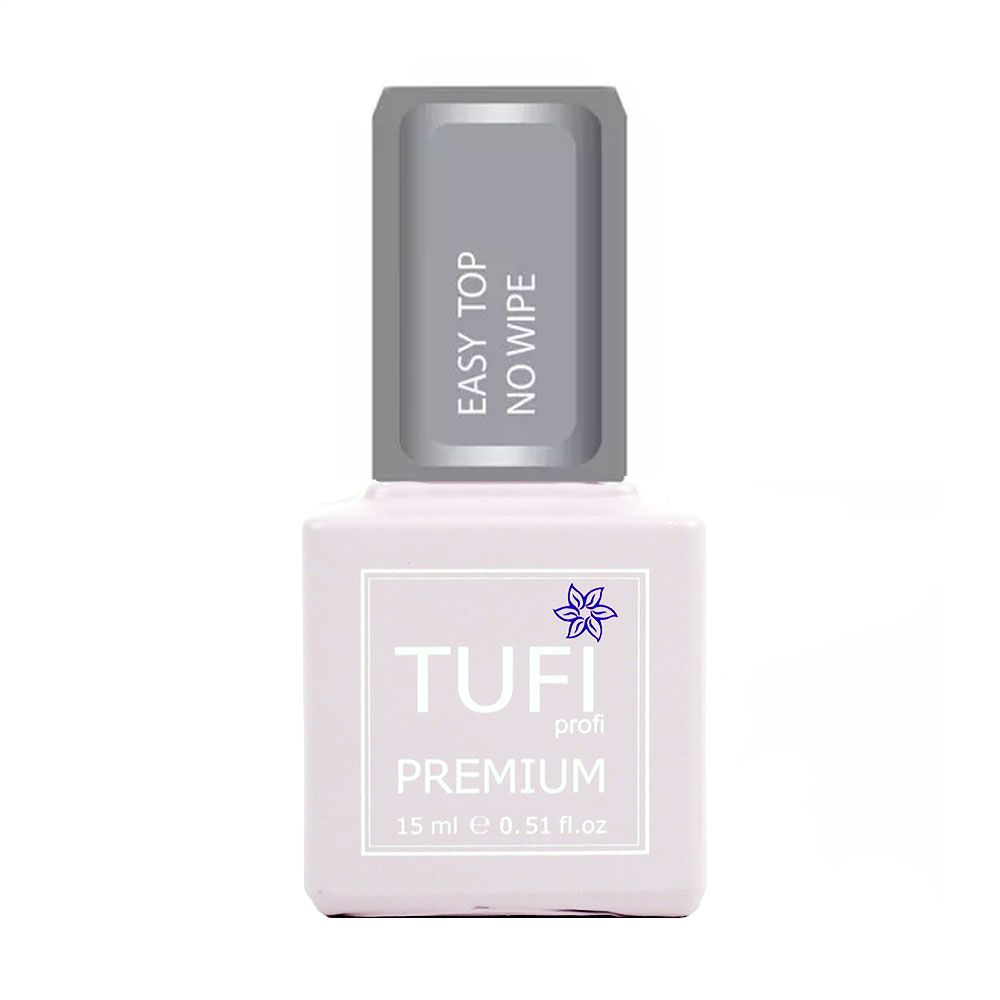 Топ для гель-лаку Tufi profi Premium Easy Top No Wipe Самовирівнювальний, без липкого шару, 15 мл