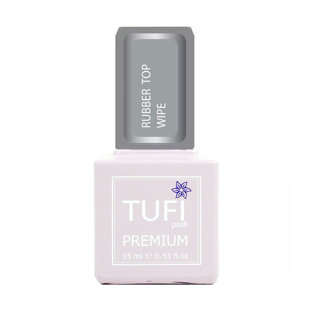 Топ для гель-лаку Tufi profi Premium Rubber Top Wipe каучуковий, з липким шаром, 15 мл
